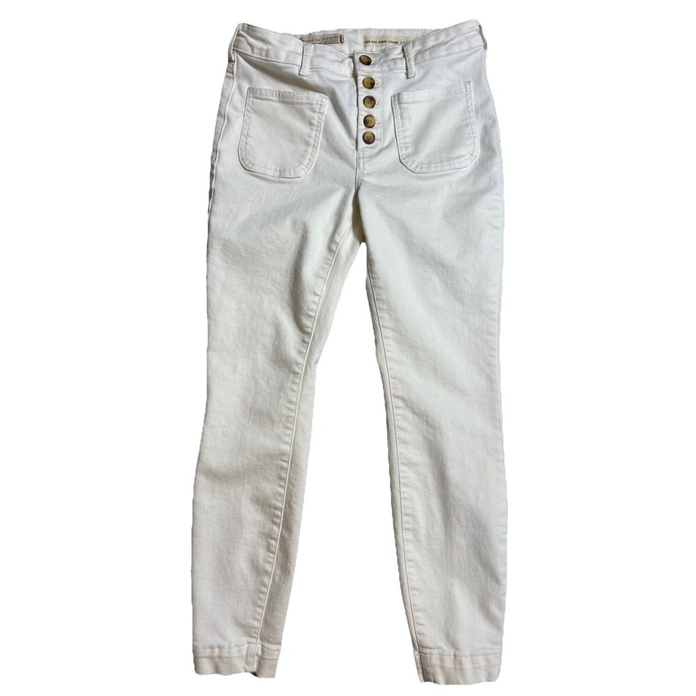 Pilcro And The Letterpress Anthropologie Mid Rise Denim Legging Size 28  White